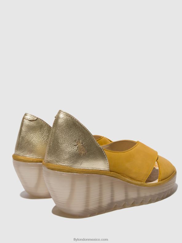 abejorro/oro 2LT8B490 sandalias cruzadas yoma307 Fly London mujer
