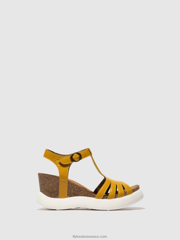 amarillo 2LT8B410 sandalias con correa en T gait959 Fly London mujer