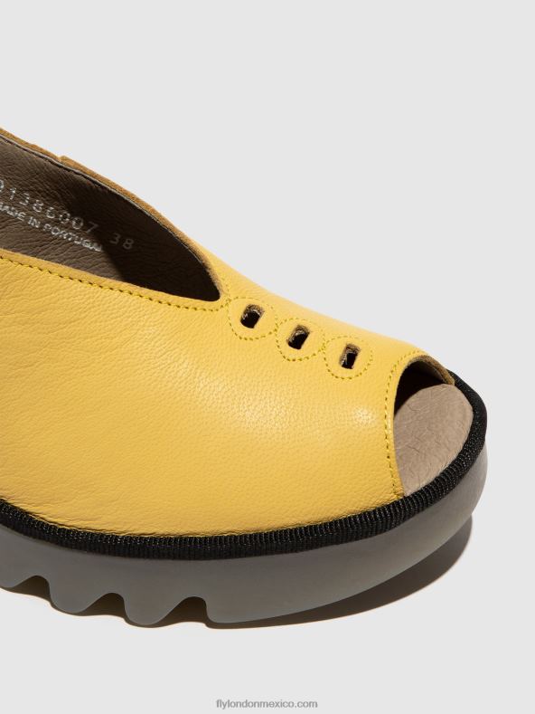 amarillo 2LT8B466 sandalias destalonadas baye386 Fly London mujer