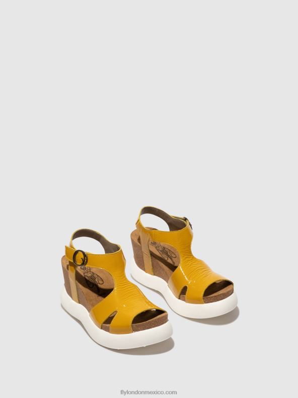 amarillo 2LT8B496 sandalias hebilla gova962 Fly London mujer