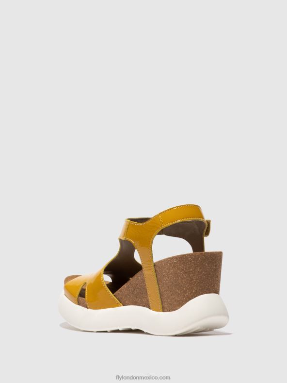 amarillo 2LT8B496 sandalias hebilla gova962 Fly London mujer