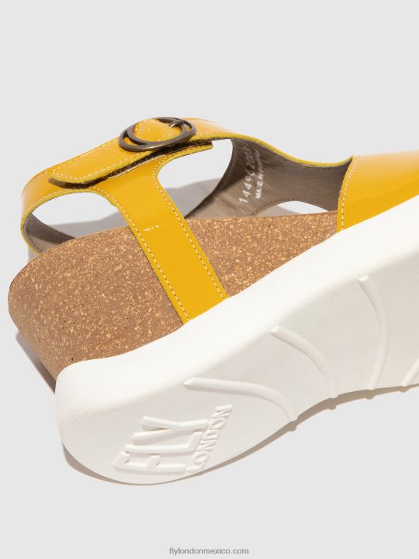 amarillo 2LT8B496 sandalias hebilla gova962 Fly London mujer