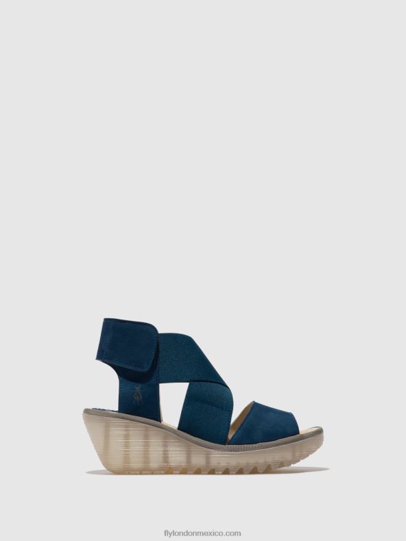 azul 2LT8B485 sandalias cruzadas yuba385 Fly London mujer