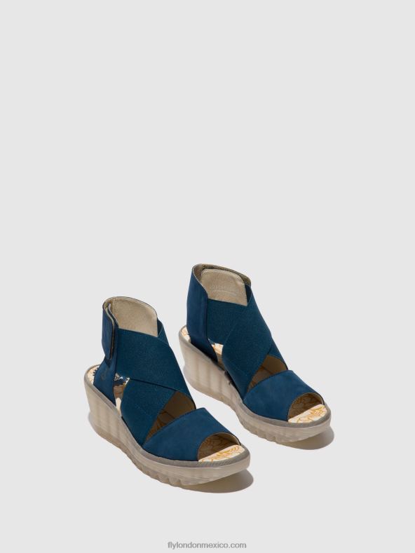 azul 2LT8B485 sandalias cruzadas yuba385 Fly London mujer