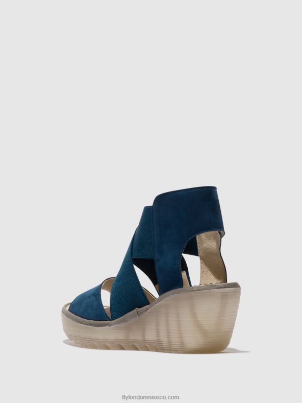 azul 2LT8B485 sandalias cruzadas yuba385 Fly London mujer
