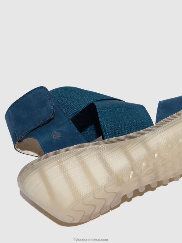 azul 2LT8B485 sandalias cruzadas yuba385 Fly London mujer