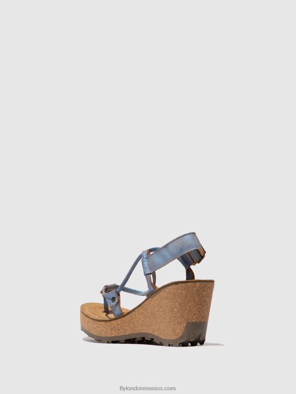 azul 2LT8B520 sandalias con correa en T Dios mío Fly London mujer