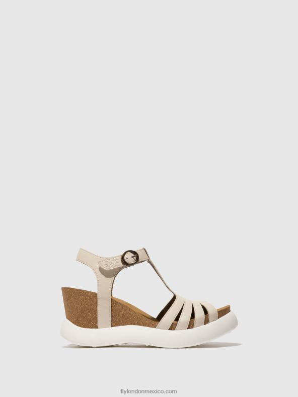 blanquecino 2LT8B409 sandalias con correa en T gait959 Fly London mujer