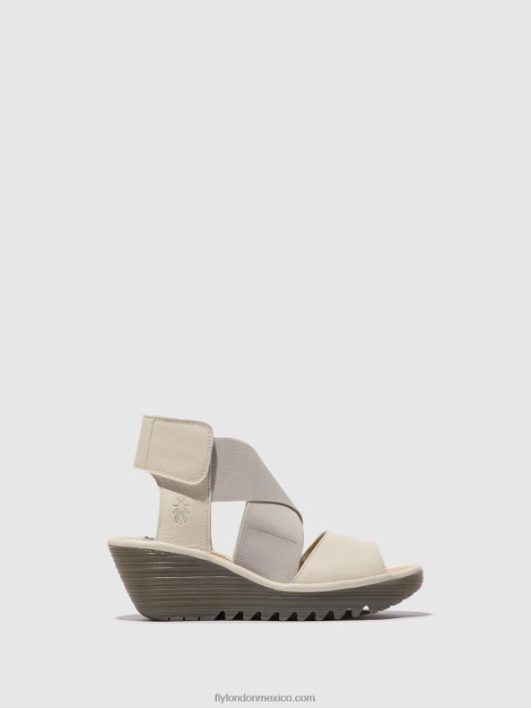 blanquecino 2LT8B558 sandalias cruzadas yuba385 Fly London mujer