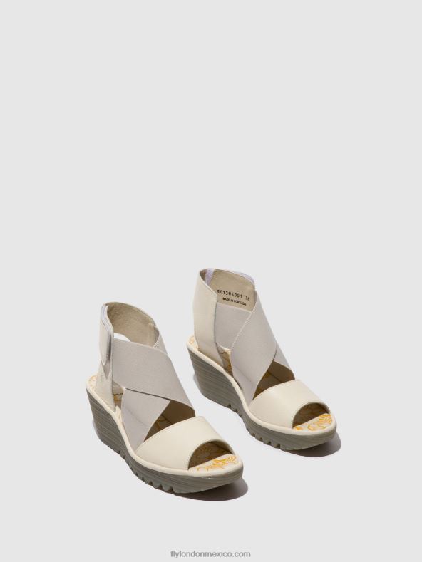 blanquecino 2LT8B558 sandalias cruzadas yuba385 Fly London mujer