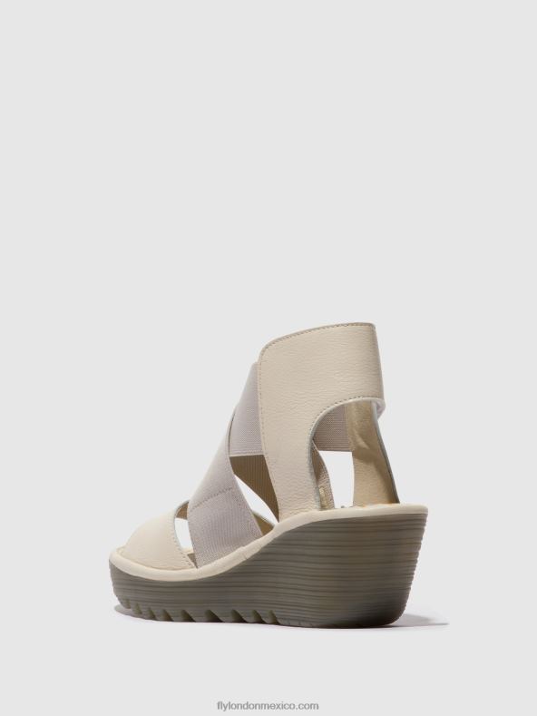 blanquecino 2LT8B558 sandalias cruzadas yuba385 Fly London mujer