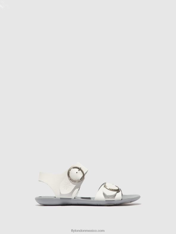 brida blanca 2LT8B596 sandalias hebilla masa757 Fly London mujer