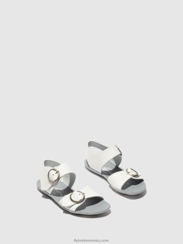 brida blanca 2LT8B596 sandalias hebilla masa757 Fly London mujer