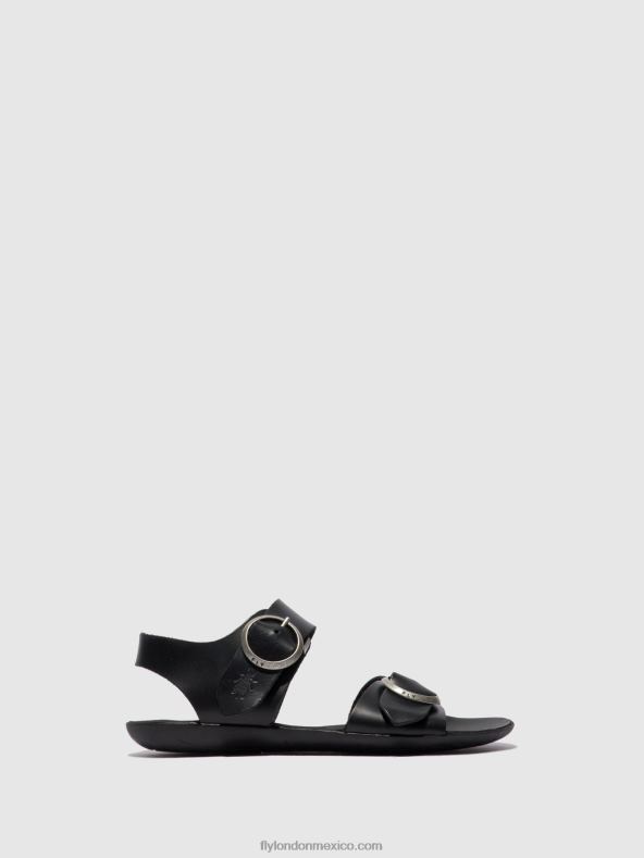 brida negra 2LT8B608 sandalias hebilla masa757 Fly London mujer