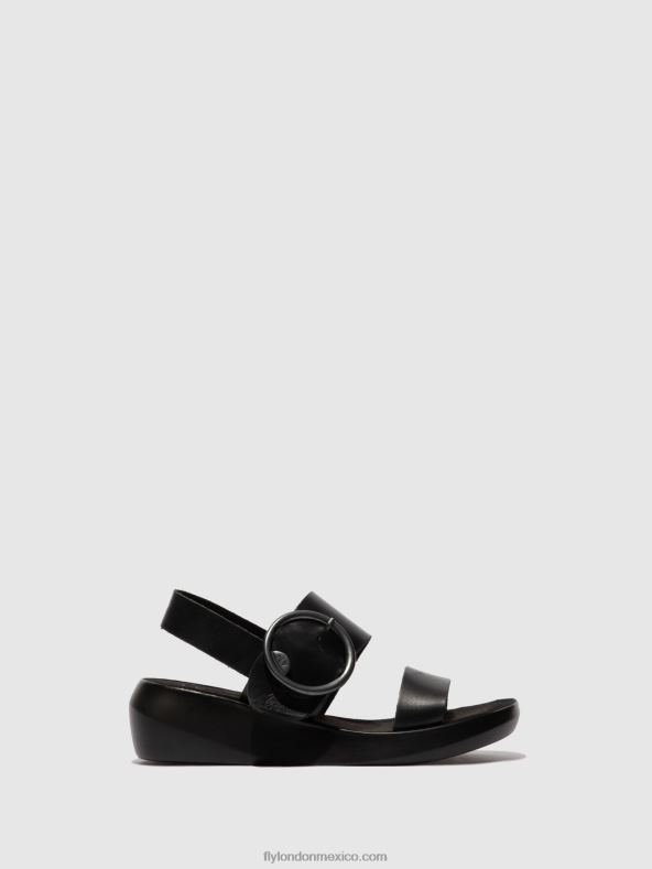 brida negra 2LT8B611 sandalias hebilla bani739 Fly London mujer