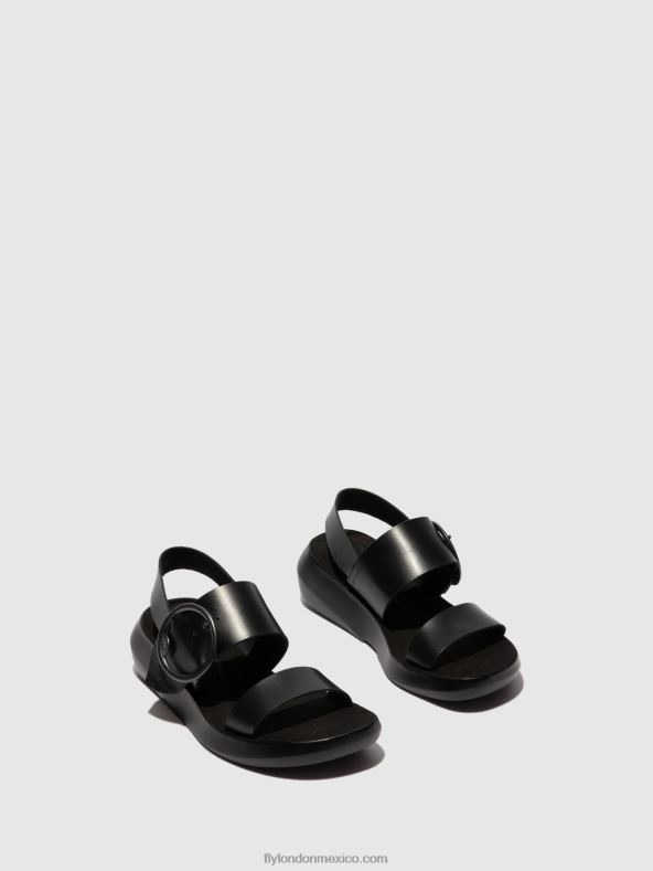 brida negra 2LT8B611 sandalias hebilla bani739 Fly London mujer