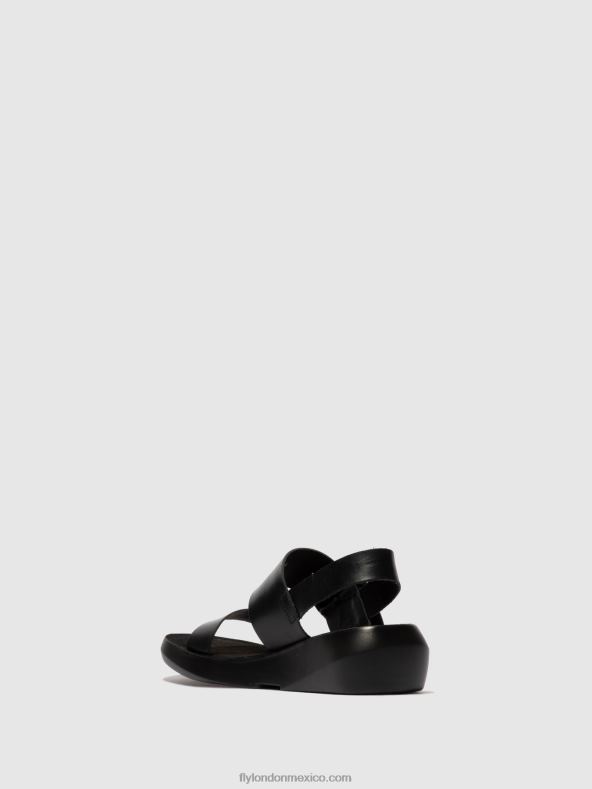 brida negra 2LT8B611 sandalias hebilla bani739 Fly London mujer