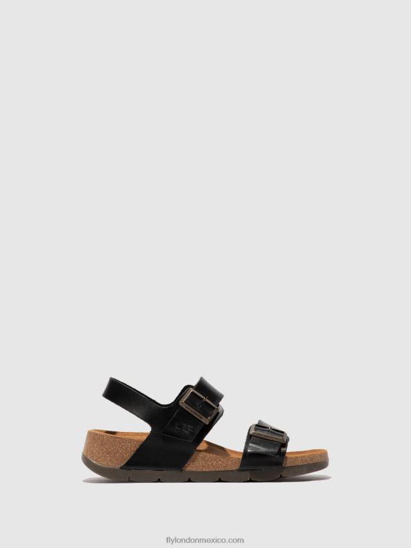 brida negra 2LT8B612 sandalias hebilla ceke722 Fly London mujer