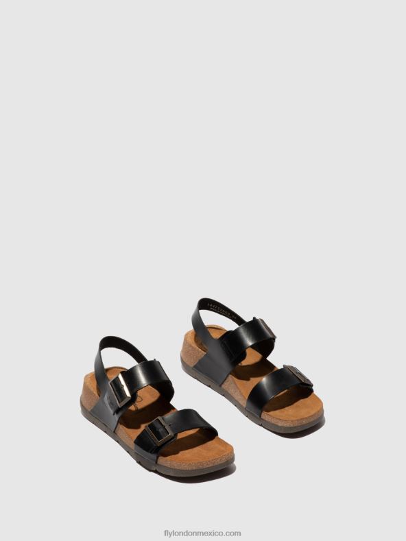 brida negra 2LT8B612 sandalias hebilla ceke722 Fly London mujer