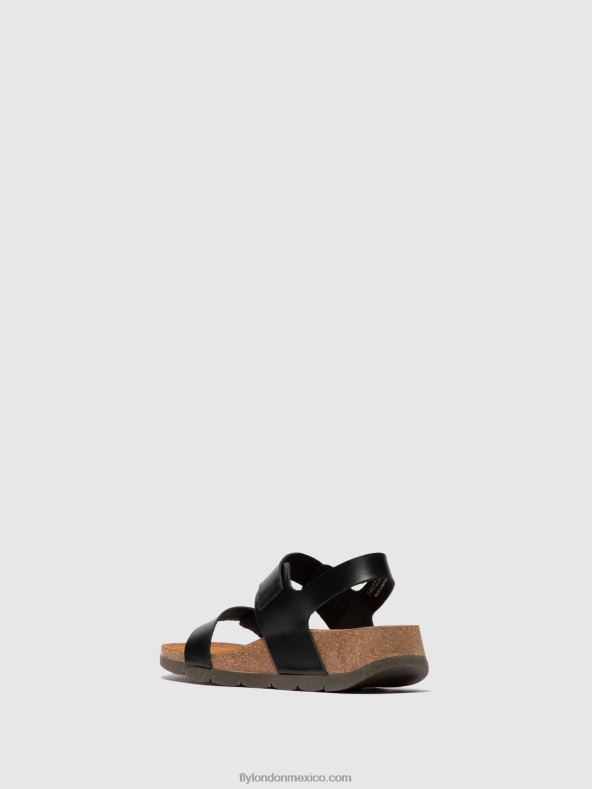 brida negra 2LT8B612 sandalias hebilla ceke722 Fly London mujer