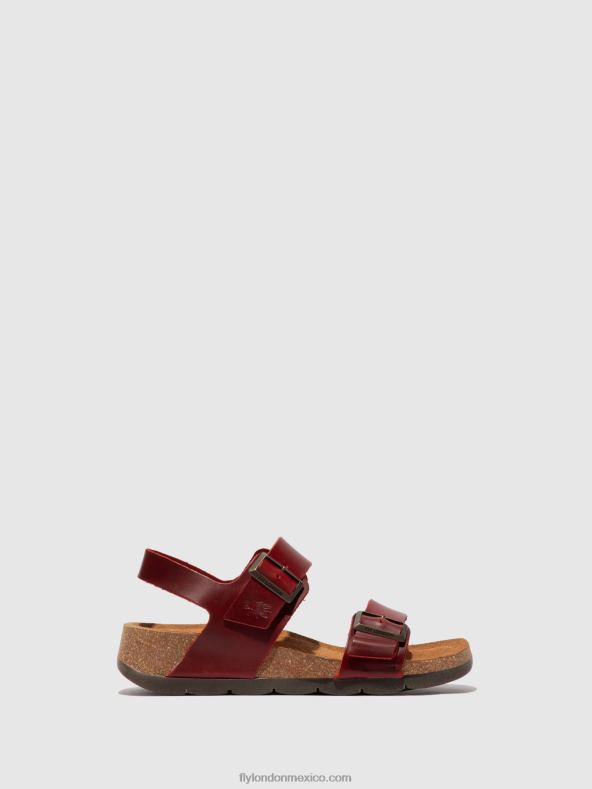 brida roja 2LT8B606 sandalias hebilla ceke722 Fly London mujer
