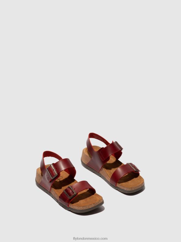 brida roja 2LT8B606 sandalias hebilla ceke722 Fly London mujer