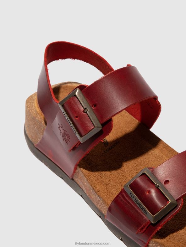 brida roja 2LT8B606 sandalias hebilla ceke722 Fly London mujer