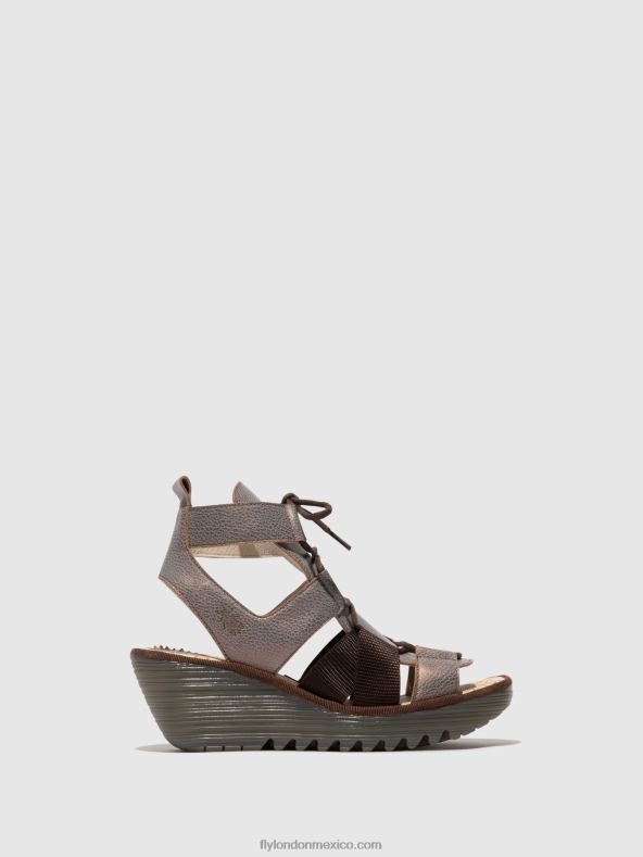 bronce 2LT8B472 sandalias con cordones yaca413 Fly London mujer