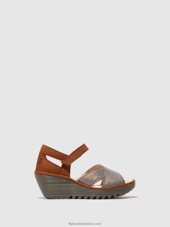 bronce/bronceado 2LT8B567 sandalias con correa en el tobillo yent365 Fly London mujer
