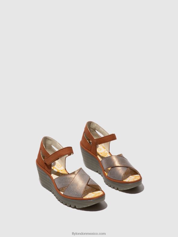 bronce/bronceado 2LT8B567 sandalias con correa en el tobillo yent365 Fly London mujer