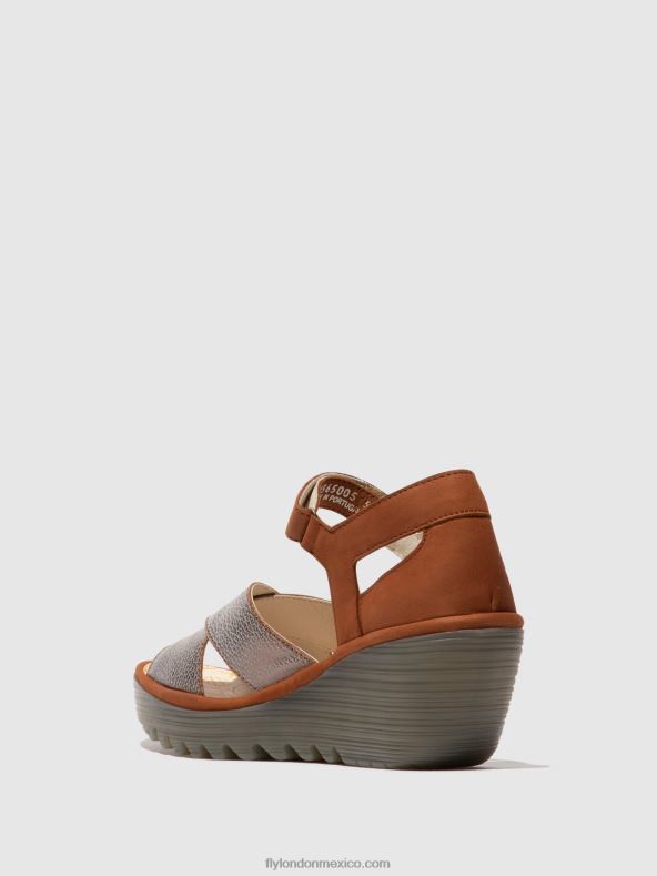 bronce/bronceado 2LT8B567 sandalias con correa en el tobillo yent365 Fly London mujer
