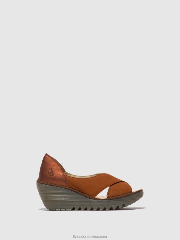 bronceado/cobre 2LT8B484 sandalias cruzadas yoma307 Fly London mujer