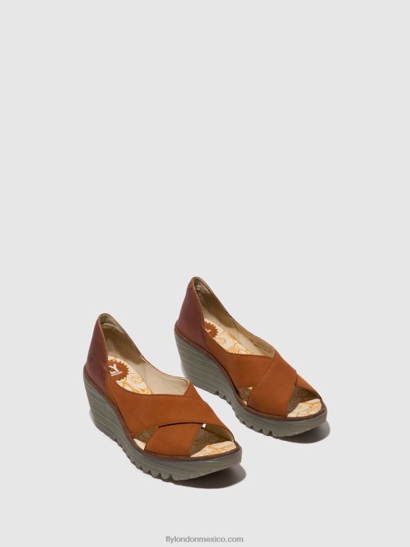 bronceado/cobre 2LT8B484 sandalias cruzadas yoma307 Fly London mujer