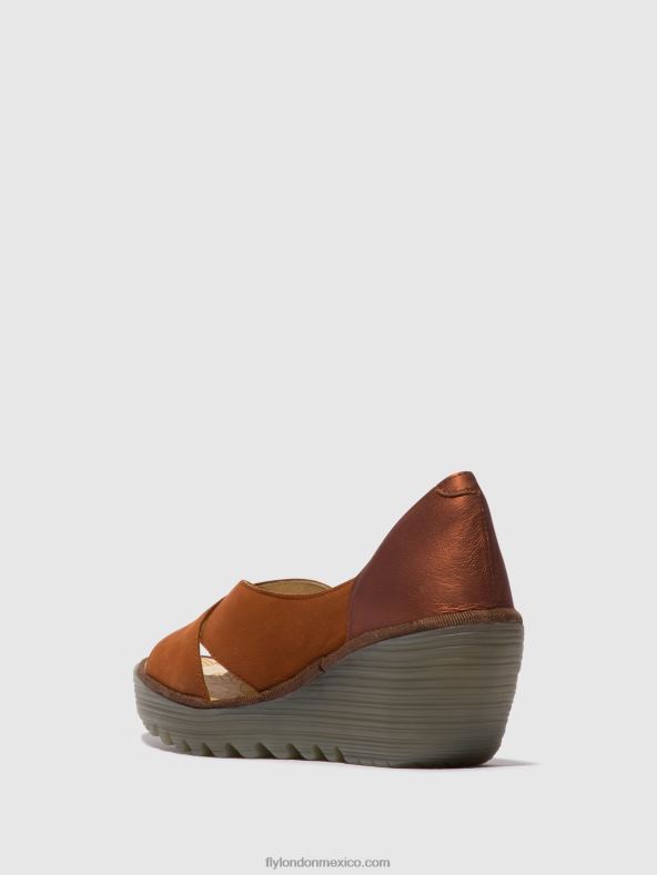 bronceado/cobre 2LT8B484 sandalias cruzadas yoma307 Fly London mujer