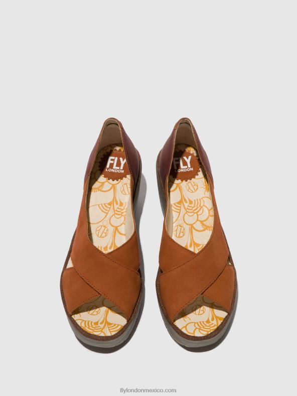 bronceado/cobre 2LT8B484 sandalias cruzadas yoma307 Fly London mujer