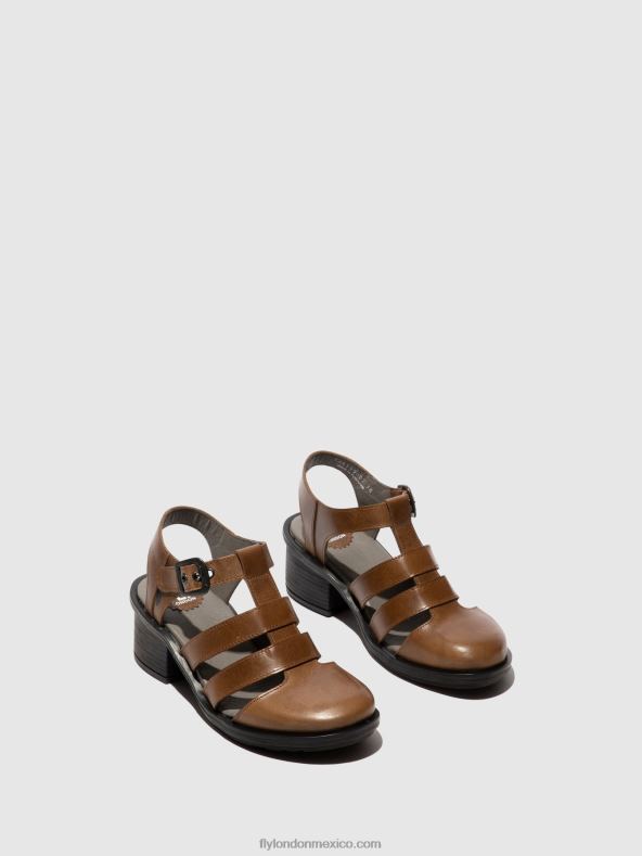 camello 2LT8B421 sandalias con tira en T cahy195 Fly London mujer