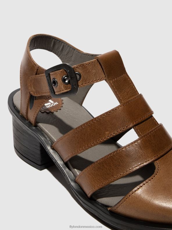 camello 2LT8B421 sandalias con tira en T cahy195 Fly London mujer