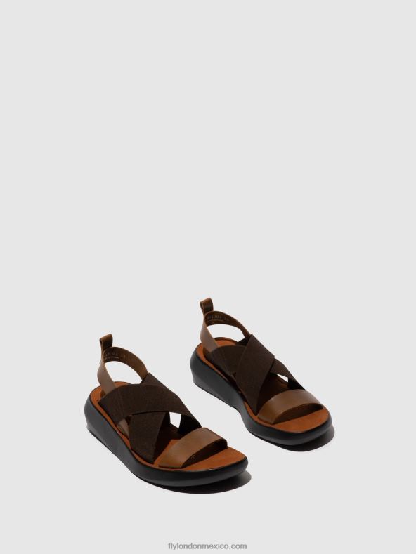 camello 2LT8B594 sandalias cruzadas baji848 Fly London mujer