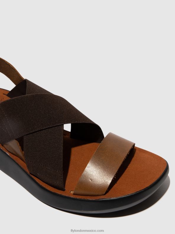 camello 2LT8B594 sandalias cruzadas baji848 Fly London mujer