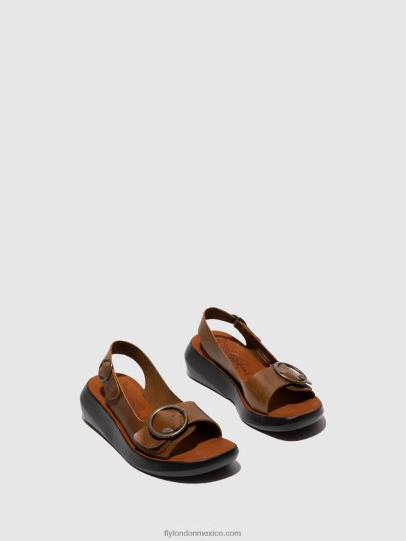 camello de brida 2LT8B602 sandalias destalonadas berk754 Fly London mujer
