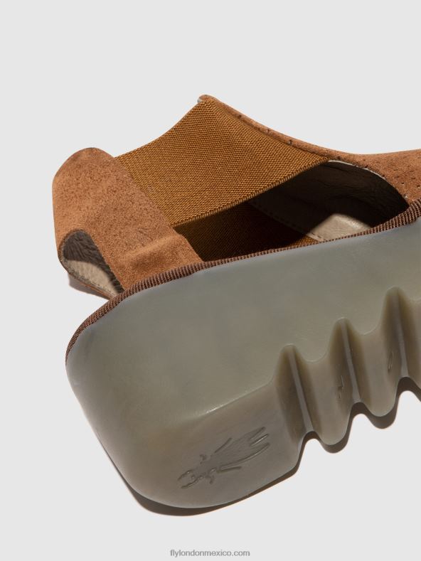 coñac 2LT8B479 sandalias elásticas biga412 Fly London mujer