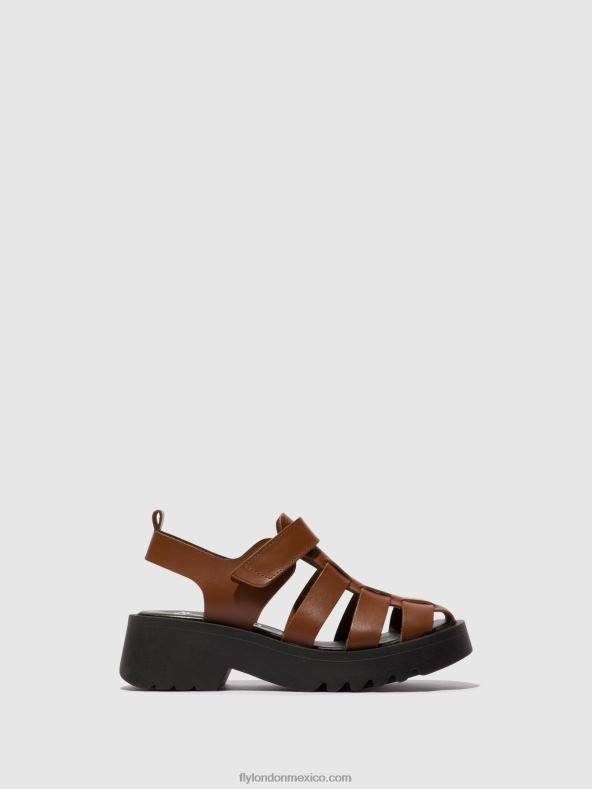 coñac 2LT8B534 sandalias de tiras maie850 Fly London mujer
