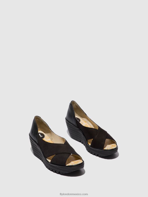 cupido/mousse negro 2LT8B597 sandalias de punta abierta yoma307 Fly London mujer