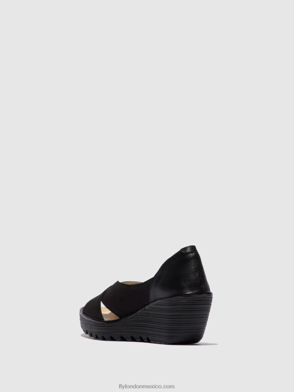 cupido/mousse negro 2LT8B597 sandalias de punta abierta yoma307 Fly London mujer