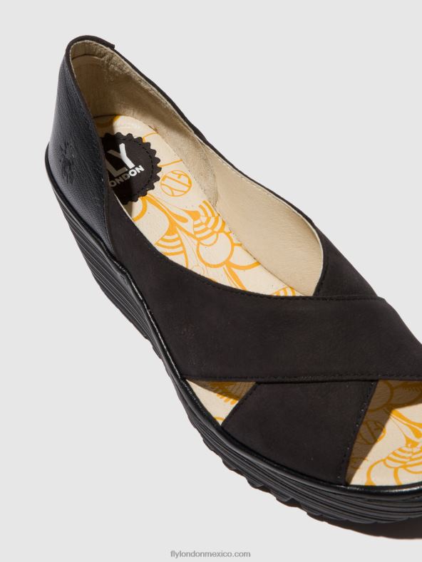 cupido/mousse negro 2LT8B597 sandalias de punta abierta yoma307 Fly London mujer
