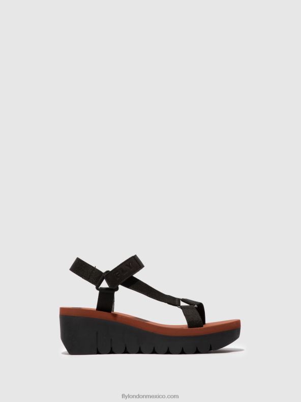 cupido negro (ladrillo) 2LT8B609 sandalias velcro yefa726 Fly London mujer