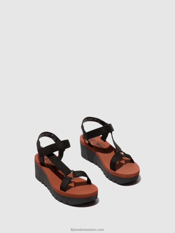 cupido negro (ladrillo) 2LT8B609 sandalias velcro yefa726 Fly London mujer