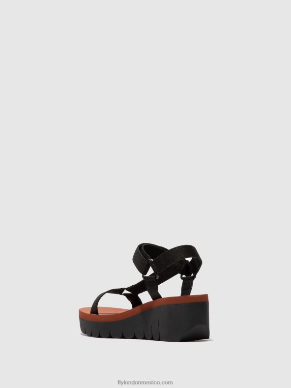 cupido negro (ladrillo) 2LT8B609 sandalias velcro yefa726 Fly London mujer
