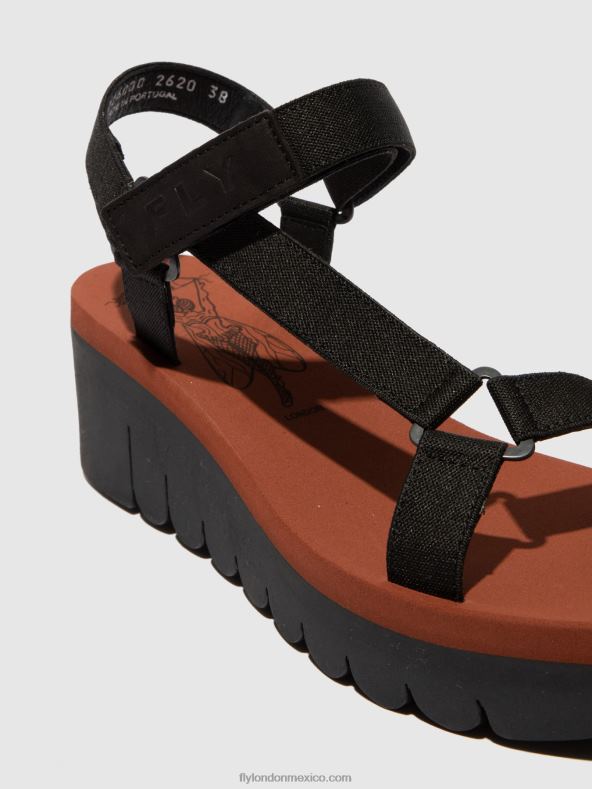 cupido negro (ladrillo) 2LT8B609 sandalias velcro yefa726 Fly London mujer