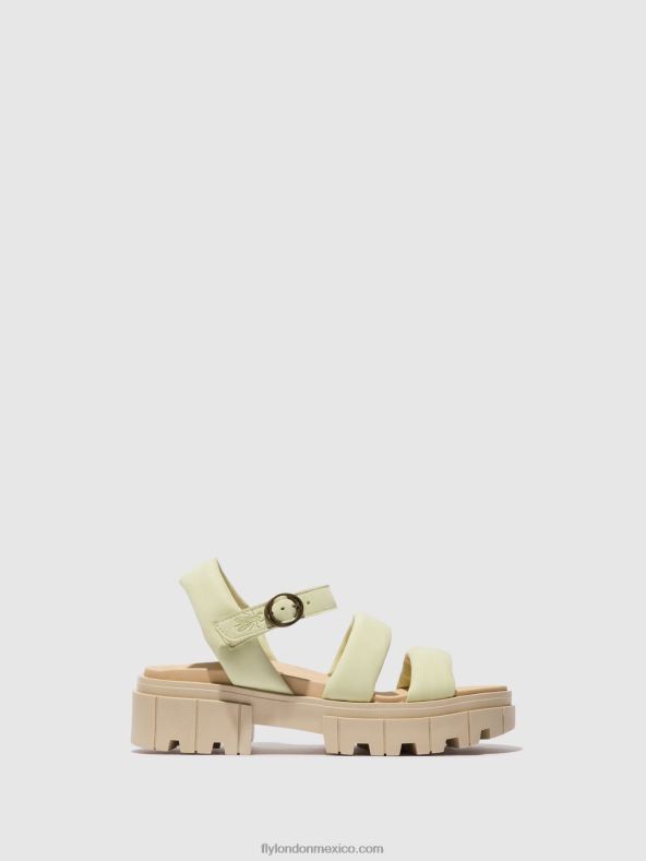 de color amarillo pálido 2LT8B549 sandalias destalonadas jela864 Fly London mujer